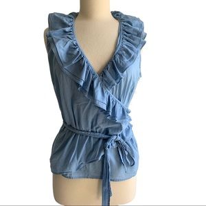 4/$20 Ralph Lauren ruffle wraparound top M EUC